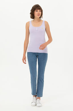 U. S. Polo Assn Женская сиреневая базовая футболка без рукавов с круглым вырезом - U.s. polo assn фото 9