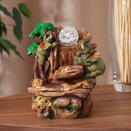 Фонтан настольный «Слоны с монетками, пальма», 20×13 см, с подсветкой