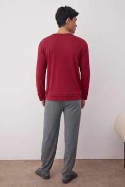 Trendyolmilla Man Erkek Bordo Bask?l? Orme Erkek Pijama Tak?m? TEDAW25PT00003  фото 4