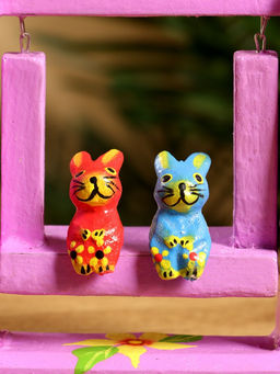 Сувенир Зайки на качелях, 11?5.4?14.4 см, дерево, сиреневый