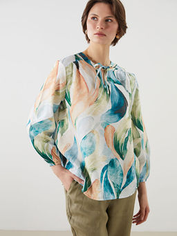 Ba?lamal? Yaka Desenli Bluz