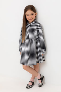 КР 5907/серая клетка на белом к519 платье для дев