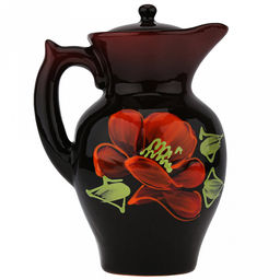 Кувшин керамический "Дачный" 1,4л, д13,5см, h22,5см, "Мак черный", с крышкой (Россия)