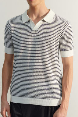 Lacivert Relaxed K?sa Kol Polo Yaka Triko T-shirt TMNSS23PO00026