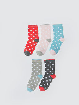 Puantiyeli K?z ?ocuk Soket ?orap 5li