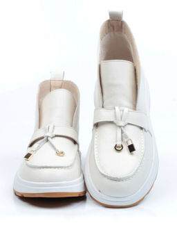 01-5281-2 WHITE Ботинки демисезонные женские (натуральная кожа, байка)