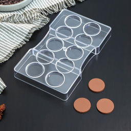 Форма для конфет и шоколада KONFINETTA Медаль, 20?12?2.5 см, 10 ячеек 3.3?0.4 см, прозрачная