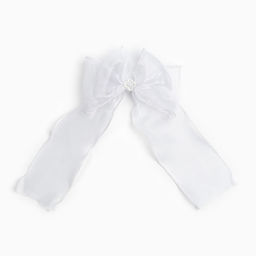 Бант для волос на резинке школьный, белый, 6×25 см, Принцессы