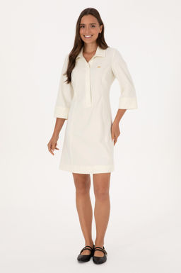 Kad_n BEYAZ Dokuma Elbise Sepette S_rpriz _ndirim