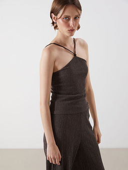 Halter Yaka Dokulu Ask?l? Bluz