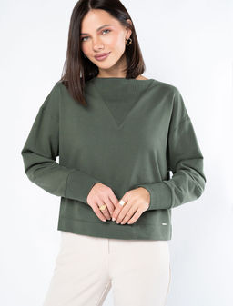 Свитшот из футера с эластаном, с декоративной вставкой