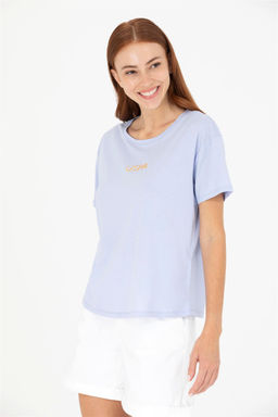 Женская синяя футболка с круглым вырезом Неожиданная скидка в корзине