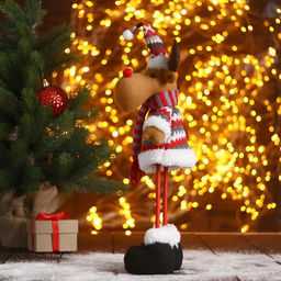 Игрушка мягкая «Олень в полосатом шарфике-длинные ножки» стоит, 11×36 см