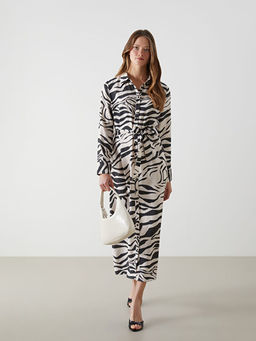 Zebra Desenli Kad?n G?mlek Elbise