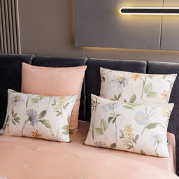 Комплект постельного белья Люкс Сатин 100% хлопок A353 Евро 4 Наволочки