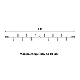 ULD-F90PRO S5M-050/TWK WW Гирлянда светодиодная, 5м, без вилки. С эффектом мерцания. Соединяемая. 50 светодиодов. Теплый белый свет (2700K). IP67. Провод белый. ТМ Uniel