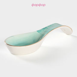 Подставка под ложку Доляна «Млечный путь», 21.5×7.5 см, фарфор, бирюзовая