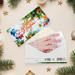 Цена за 10 шт. Конверт для денег «С Новым Годом!», 16×8 см