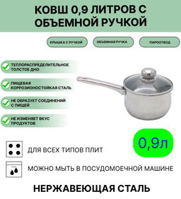 Кастрюля 0,9 л. со ст.кр. индукц.дно ТРС (Н-40061ГСП33.1)