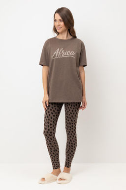 Е 20099/24/коричневый меланж,пятна сафари пижама жен
