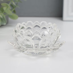 Стеклянный подсвечник на 1 свечу «Лотос», прозрачный, 4×9.5×9.5 см