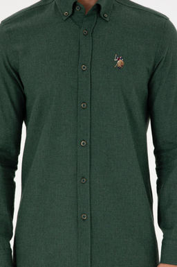 Мужская темно-зеленая базовая рубашка с длинным рукавом Неожиданная скидка в корзине - U.s. polo assn фото 6