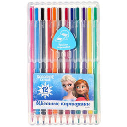 Цветные карандаши, 12 цветов, трехгранные, «Холодное сердце»