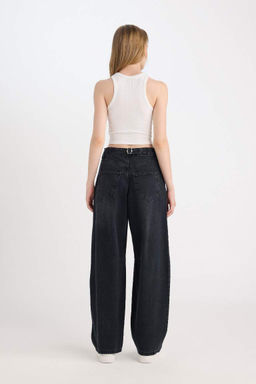 Длинные джинсовые брюки Baggy Fit с высокой талией и карманами - Defacto фото 7