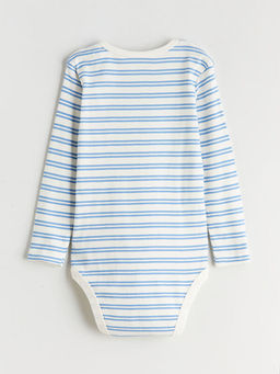 Bisiklet Yaka ?izgili Erkek Bebek ??t??tl? Body