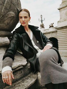 K?rk Yaka Kad?n Deri G?r?n?ml? Mont