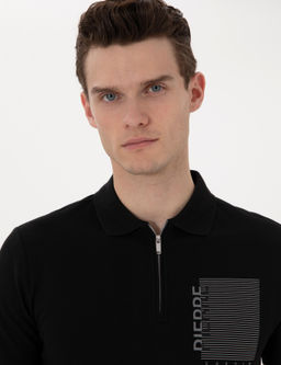 Siyah Slim Fit Polo Yaka Ti__rt