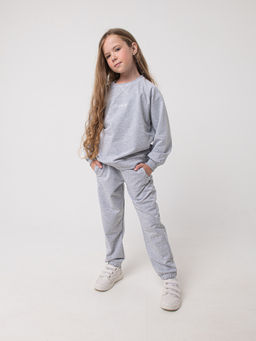 Джоггеры облегченные "Серый меланж" с карманами 7+