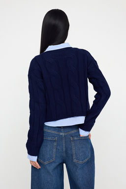 Teen Lacivert Kombine Crop Triko Kazak TWOAW26KZ00047 - Trendyolmilla фото 4
