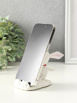 Сувенир полистоун подставка для телефона "Зайка с шейным красным платком" 6,5х9х8,5 см