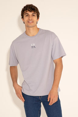 Серая удобная футболка с круглым вырезом Неожиданная скидка в корзине