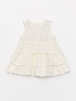 Bisiklet Yaka Kendinden Desenli K?z Bebek Elbise