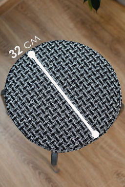 Сидушка на круглый табурет Плетенка черная 32х32