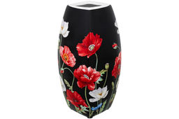 Ваза 1,5 л 11*11*21 см "Маки на черном" квадрат, NEW BONE CHINA