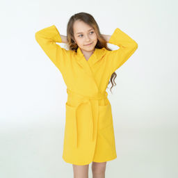Халат детский вафельный желтый 914 (146, 76)