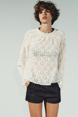 STUDDED LACE TOP - Zara фото 2