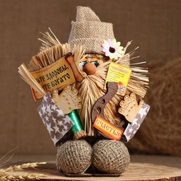 Фигурка-оберег «Домовой. Дед с метлой и подковой», 25×22×13 см, МИКС