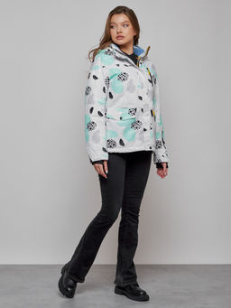 Горнолыжная куртка женская зимняя серого цвета 2302-1Sr