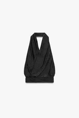 ZW COLLECTION FLORAL JACQUARD HALTER TOP - Zara фото 4