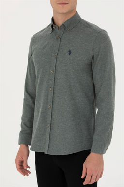 U. S. Polo Assn / Мужская темно-зеленая базовая рубашка с длинным рукавом - U.s. polo assn фото 6