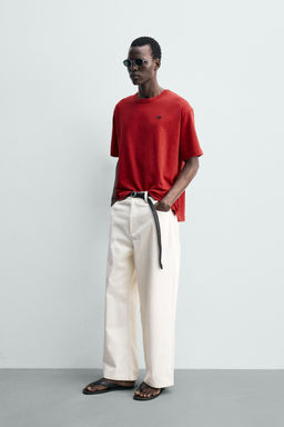 CAMISETA BORDADO CONTRASTE / Rojo - Zara фото 3