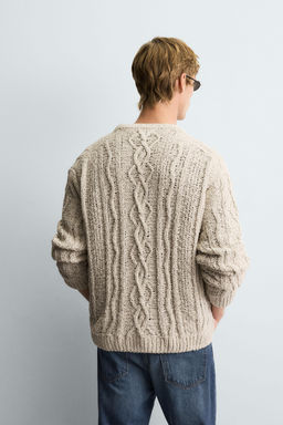 TEXTURED CABLE-KNIT SWEATER - Zara фото 3