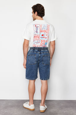 Orta Mavi Regular Beli Lastikli Kot Sort TMNSS24SR00028