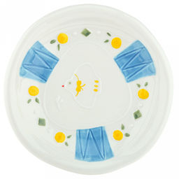 "Безе" "Чайка" Тарелка глубокая фарфоровая 215х218мм h34мм, 450мл, цветной декор, с ободком (Китай)