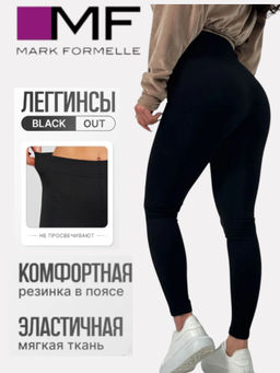 Женские однотонные легинсы черного цвета