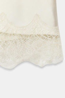 LACE TRIM SATIN MIDI SKIRT - Zara фото 3